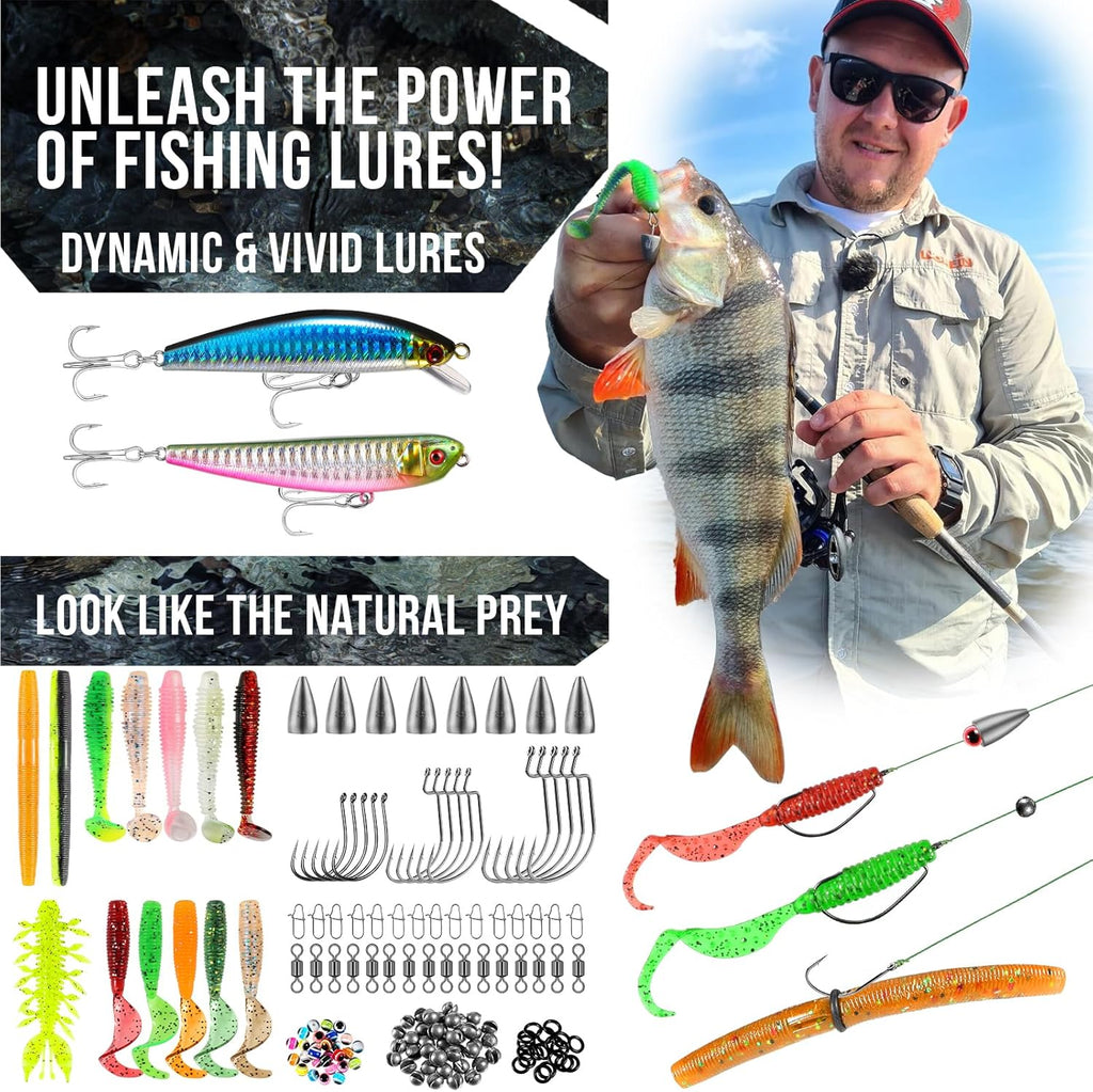 PLUSINNO Fishing Backpack - Waterproof Sling Tackle Bag with Rod Holder & Tackle Boxes | Ideal Fishing Gift for Men