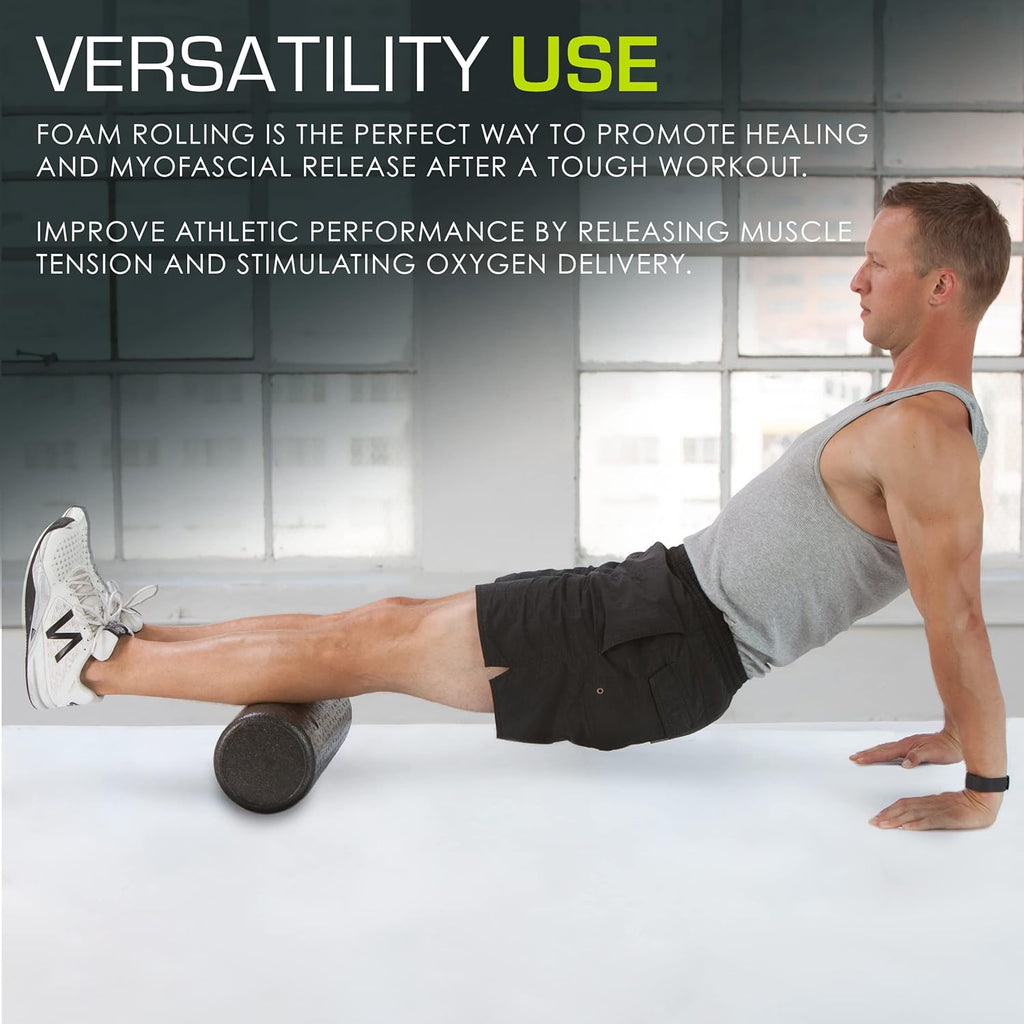 ProsourceFit Foam Roller - 18-Inch Firm Full Body Massage Tool for Yoga & Post-Workout Recovery | Black