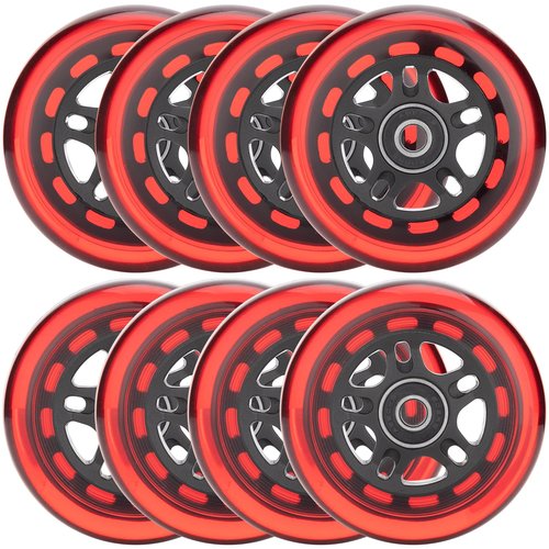 HeyZomm Inline Skate Wheels Outdoor & Indoor Inline Skate Replacement Wheels 85a Roller Hockey Wheels w/Bearings ABEC-9 & Floating Spacers, 64mm 70mm 72mm 76mm 80mm 84mm 90mm Dia, 8-Pack (72mm, Red)