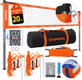 Regine Switzerland 20ft Portable Volleyball Net Set - Heavy Duty Poles, Durable PE Net, Includes Volleyball & Pump