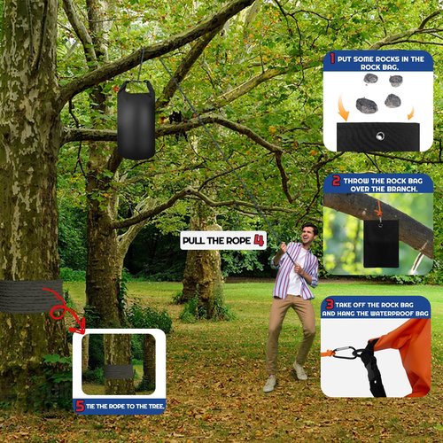 Foxtell Bear Food Bag Hanging System, 2 Sets Camping Bear Bag Kit Waterproof Bear Protection Bag with Pulley System Include 10L & 15L Waterproof Bear Proof Storage Bag, Rock Bags, Carabiners, Ropes