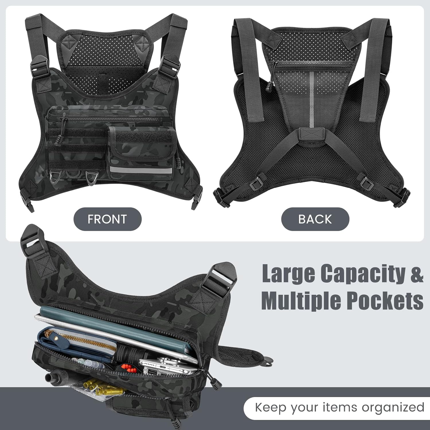 OCKLILY Chest Bag - Versatile Outdoor Sports Vest for Running, Cycling, Hiking & Travel - Unisex Design