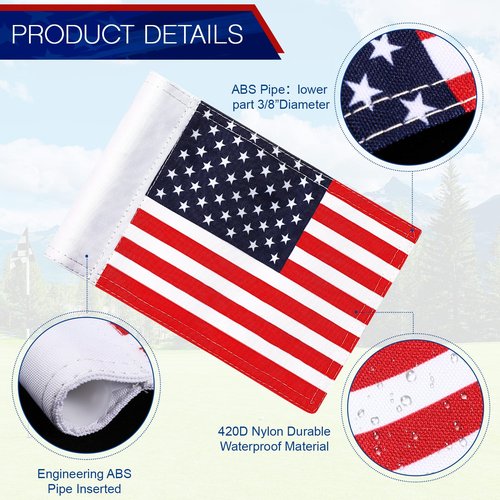 Oudain Golf Flag with Tube Inserted Waterproof Putting USA Golf Target Flag 420d Nylon Mini Pin for Yard Indoor Outdoor Veterans Day Patriotic Backyard Garden Portable, 8 x 6 Inch(3 Pcs)