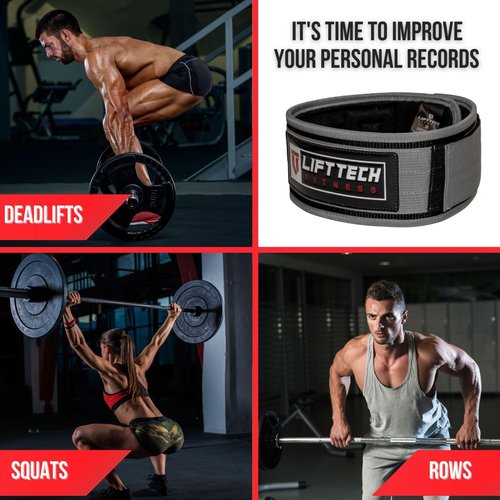 Lift Tech Fitness 5" Men's Foam Lifting Belt - Weight Belt for Men - Workout Belt for Men - Gym Belt for Men Weight Lifting, Strength Training, Powerlifting in Gray & Black - L