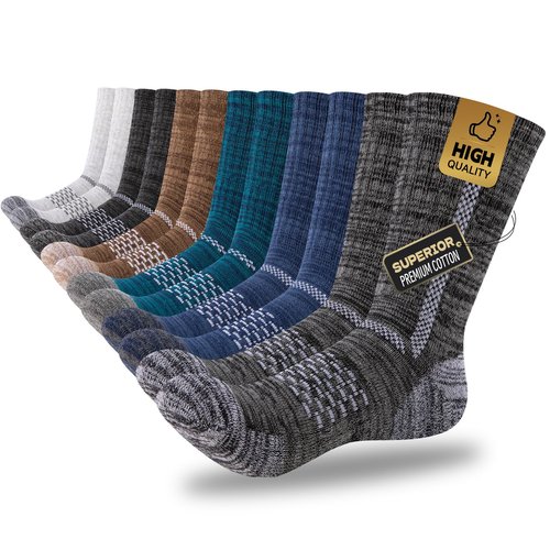 Comfoex Boys Crew Cotton Socks For Kids 6-8 4-6 8-10 Years Old Calf Half Cushioned Athletic Socks 6 Pairs