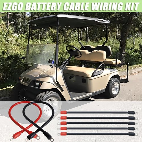 HOGUCAL EZGO Golf Cart Battery Cables for EZGO TXT 1994-Up 36Volt Battery Cables 4 Gauge Wire 7 PCS Durable Connection Kit for Golf Cart Battery Replacement and Maintenance