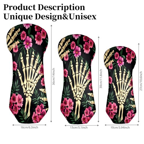Funny Hand Black Golf Head Covers for Driver, Fairway, Hybrid & 3 Wood Premium PU Leather with Soft Velvet Lining Waterproof & Scratch-Resistant Unique Golf Gift for Men & Women