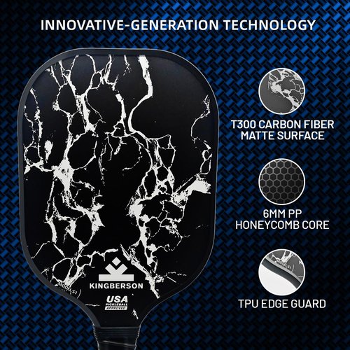 Kingberson Carbon Fiber Pickleball Paddle, High Spin & Control, Pro Pickleball Paddle - Pickleball Set with 1 Pickle Ball Racket, 1 Waterproof Carry Bag and 8 Overgrip Wraps