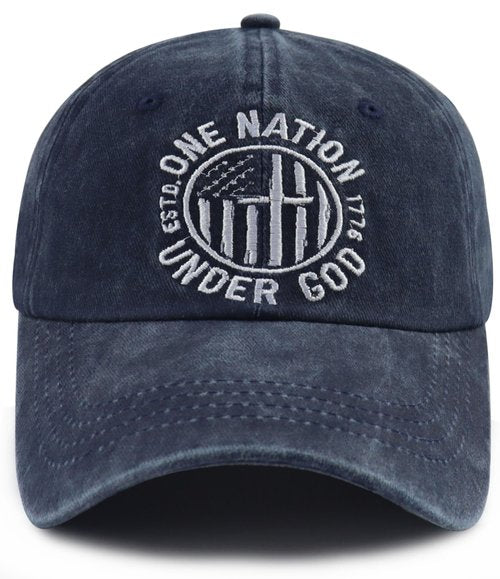 Christian Gifts for Women Men, One Nation Under God Baseball Cap, American Flag Hat, Christmas Veterans Day Birthday Gifts for Dad Mom Grandpa Wife Navy
