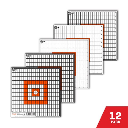 Allen Company Ez-Aim 12 inch x 12 inch Paper Grid Target, 12 Targets per Pack, Orange