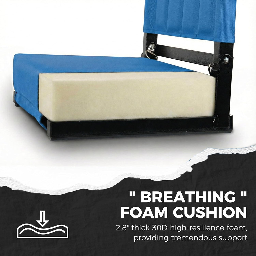 Sport Beats Stadium Seats - Padded Bleacher Chairs with Back Support & Shoulder Strap - Comfortable Seating