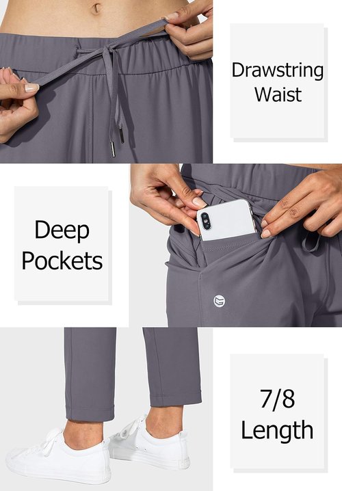 G Gradual Women's 7/8 Stretch Ankle Pants - Comfortable Deep Pocket Sweatpants for Golf & Travel