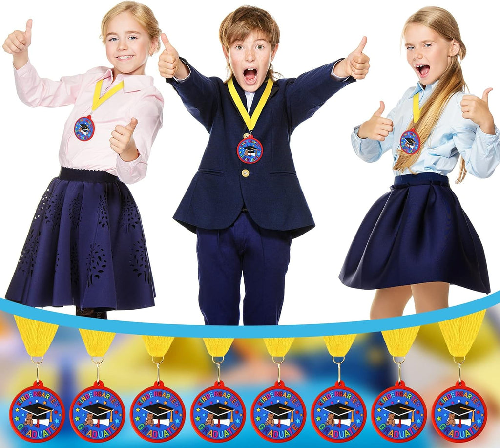 Sratte Graduation Medal for Kids - 2 Inch Preschool Award with Yellow Neck Ribbon | Perfect Party Favor