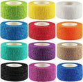 Lenicany 12Pack 1” x 5 Yards Self Adhesive Bandage Wrap, Elastic Self Breathable Self Adherent Wrap for Pets, Athletic Cohesive Bandage for First Aid, Sports Injury & Protection, 12Color