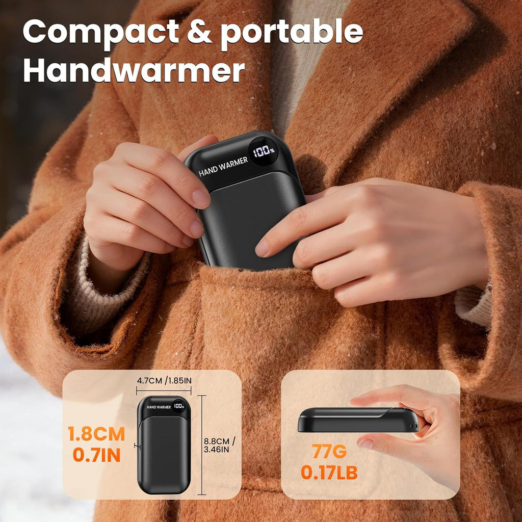 Skiennix Rechargeable Hand Warmers - 4 Heat Levels Up to 131°F | 9-Hour Portable Pocket Warmers for All Activities