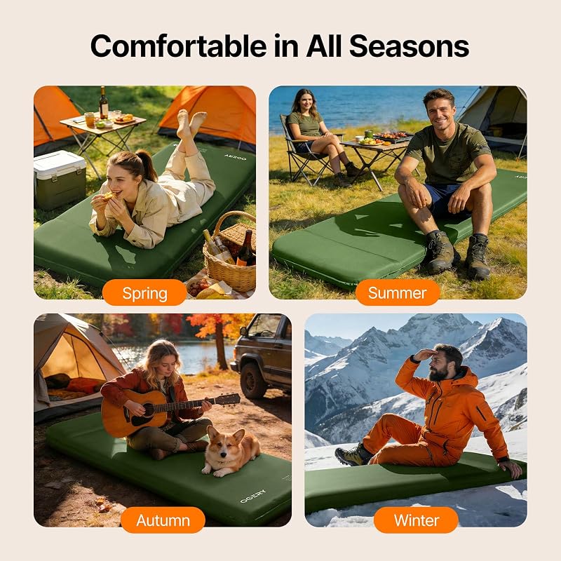 Self-Inflating 3-Inch Memory Foam Camping Sleeping Pad with Foot Pump