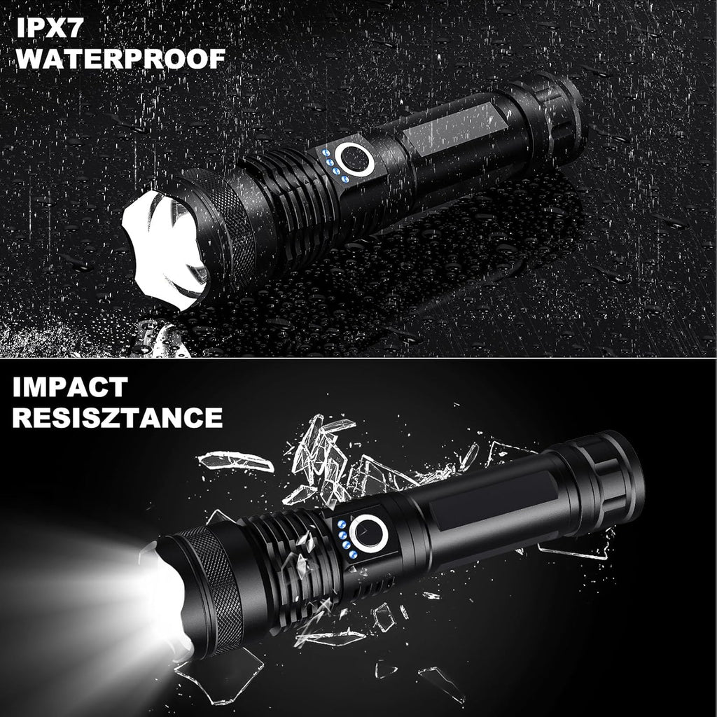 Skiennix 4 Pack Rechargeable LED Flashlights - 90,000LM Super Bright, Waterproof, USB & 5 Modes