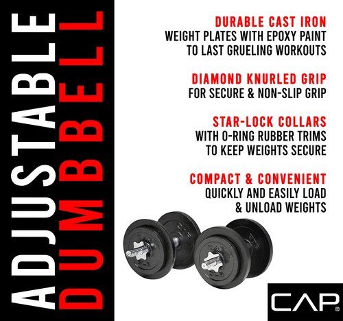 CAP Barbell 30-Pound Adjustable Dumbbell Weight (Pair)