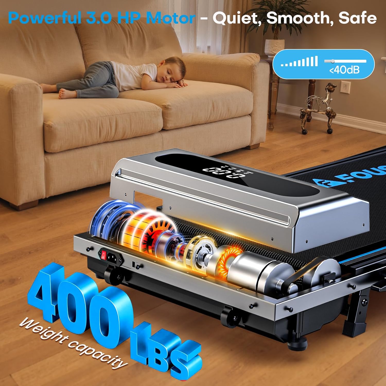 Walking Pad Treadmill - 6.2MPH Under Desk Design with 10% Incline | 350LBS Capacity, Remote Control & 12 HIIT Programs