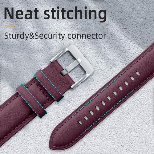 GEAK Leather Band Compatible with Fitbit Sense Bands/Fitbit Versa 3/Versa 4 Bands for Woman Men, Top Grain Genuine Leather Strap Wristband for Fitbit Versa 3/Versa 4/Sense Smartwatch, Wine Red