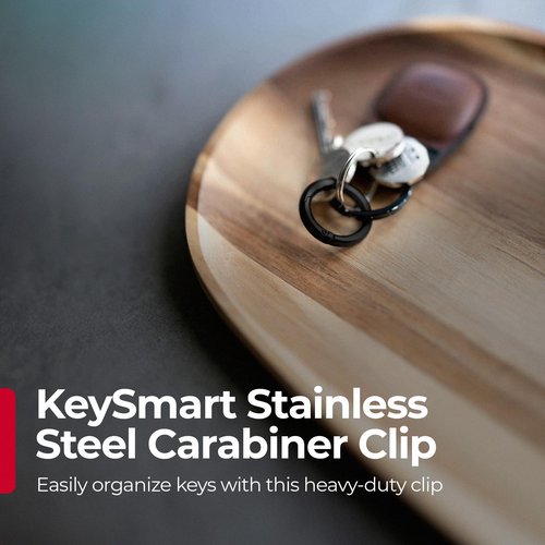 KeySmart Key Ring Clips - Round Carabiner Clip, Stainless Steel, Quick Release Keychain, Key Rings for Car Keys, Secure Locking Mechanism Key Chain Hooks, Assorted Small & Large Sizes, 4 Pack, Black