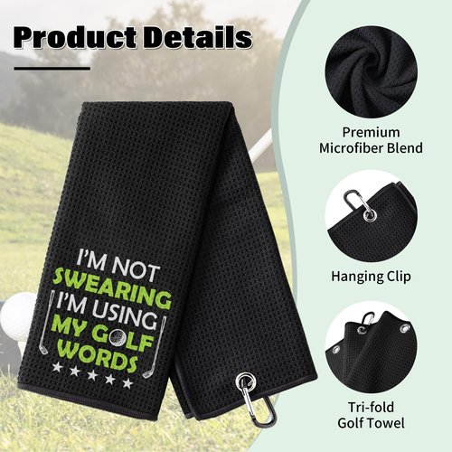 PIUFAM Embroidered Golf Towel, I'm Not Swearing I'm Using My Golf Words Funny Golf Towel, Golf Accessories for Men, Golfs Gift for Men, Gift for Dad Grandpa Birthday Gifts for Christmas Thanksgiving