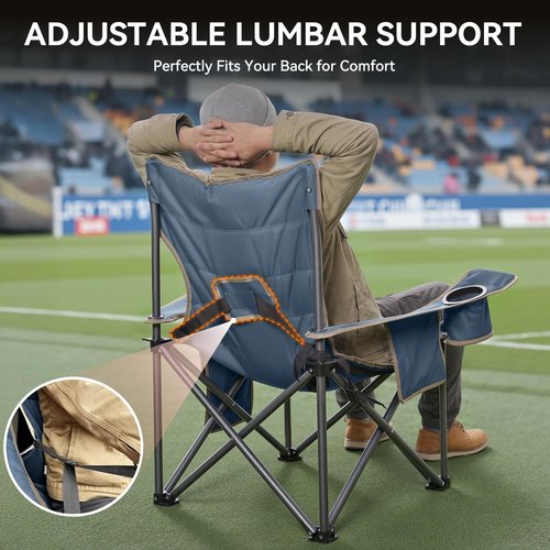 Huskfirm Heated Camping Chair Extra Wide Heated Chair Heavy Duty Heated Camp Chair Supports 450 lbs Heated Lawn Chairs for Adults with Cup Holder, Cooler, Side Pocket (Power Bank not Included)