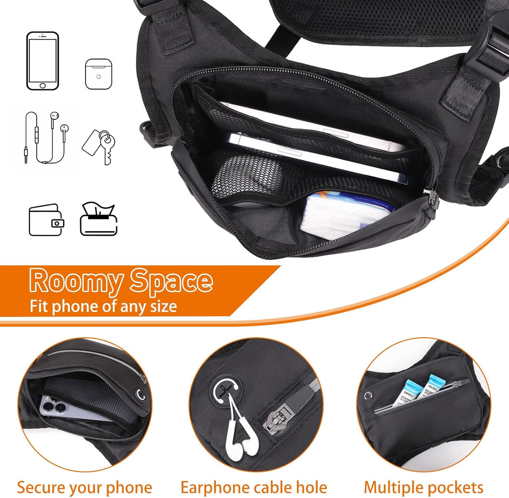 Skiennix Water Resistant Chest Pack - Lightweight Running Vest with Reflective Strip & Phone Holder | Ideal for Hiking & Cycling