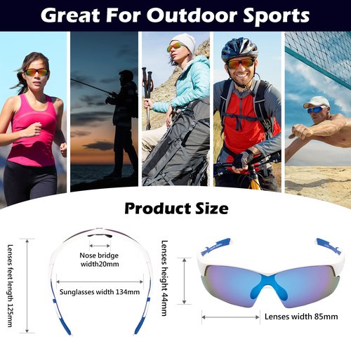 POLARS DESIGN Outdoor Sports Polarized Sunglasses for Men and Women, TR90 Frame, UV400 Protection, With Case, for Fishing Golf Hiking and Cycling