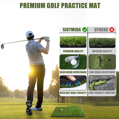 SIOTMERA Golf Hitting Mat-Premium Foldable Golf Mat with Shock-Absorbing EVA Base, Durable Dual-Turf for Indoor/Outdoor, Anti-Slip&Reinforced Glue, Ideal for Driving Range, Swing,Chipping Practice