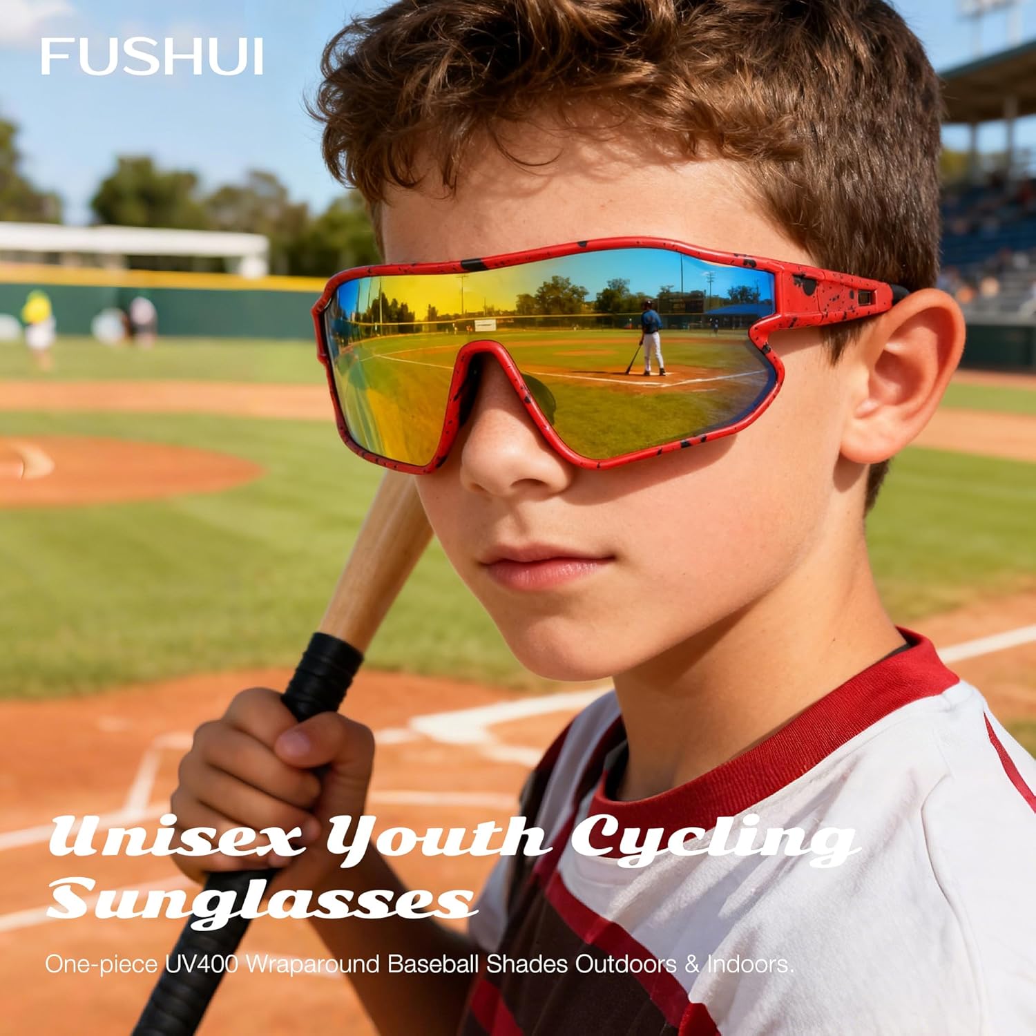 Skiennix Unisex Youth Cycling Sunglasses - UV400 Wraparound Shades for Tennis & Softball | Versatile Outdoor & Indoor Use