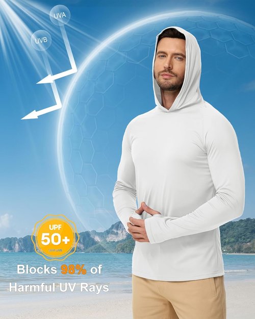 Boladeci Men's Lightweight UPF 50+ Sun Protection Hoodie | Long Sleeve Fishing & Hiking Shirt