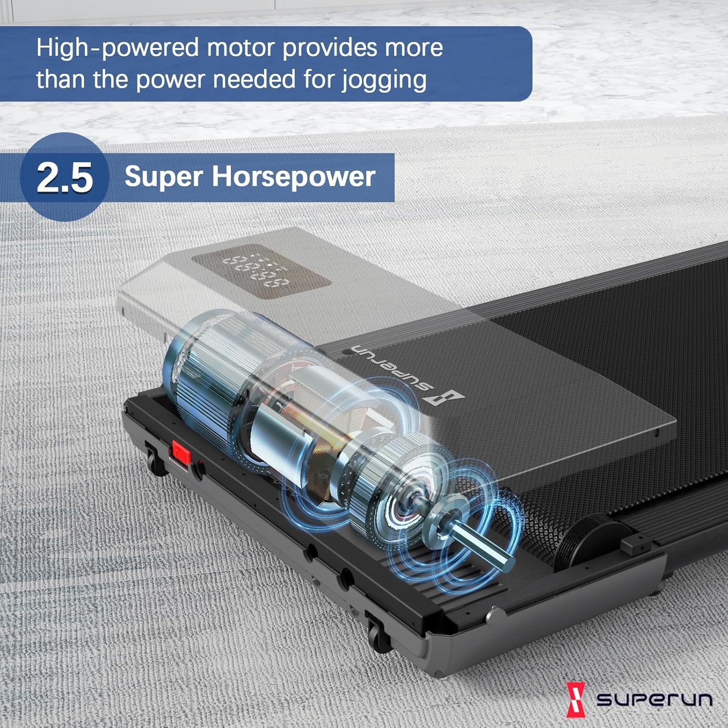Superun 2 in 1 Walking Pad - Portable Under Desk Treadmill with 300lbs Capacity & LED Display for Home/Office