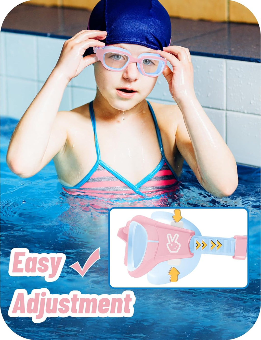 Vvinca Kids Swim Goggles - Anti-Fog UV Protection | Leak-Proof Pool Glasses for Ages 3-14