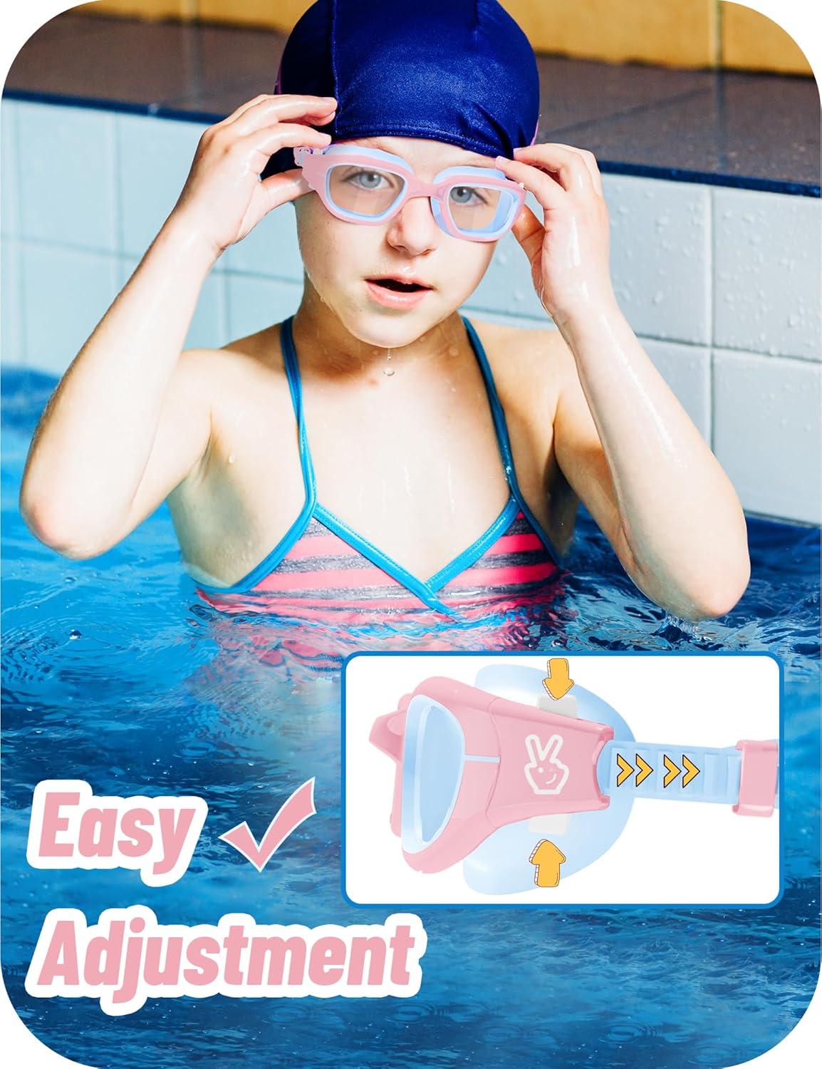 Vvinca Kids Swim Goggles - Anti-Fog UV Protection | Leak-Proof Pool Glasses for Ages 3-14
