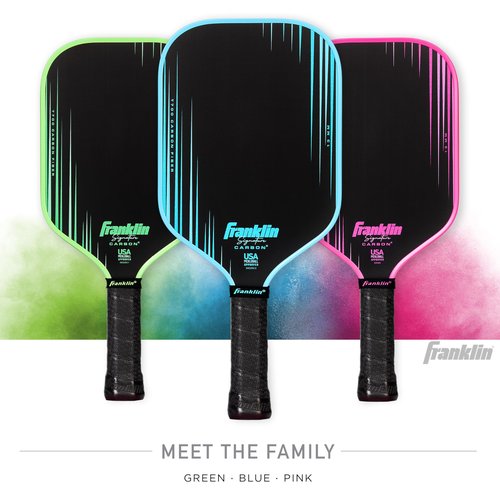 Franklin Sports Pro Pickleball Paddles - Signature Carbon Series -T700 Carbon Fiber Surface - USA Pickleball (USAP) Tournament Approved - 13mm Polypropylene Core - Green