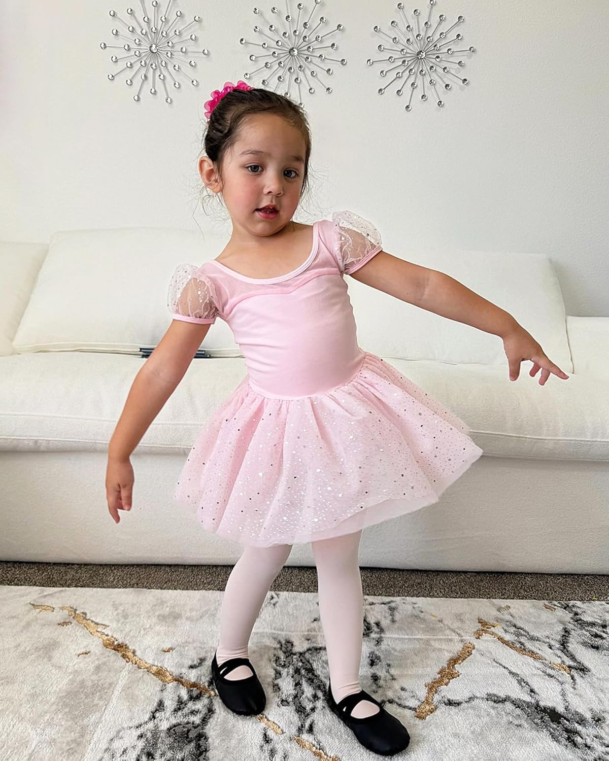 Stelle Girls Ballet Dance Tights - Comfortable Footed Design for Toddlers to Big Kids