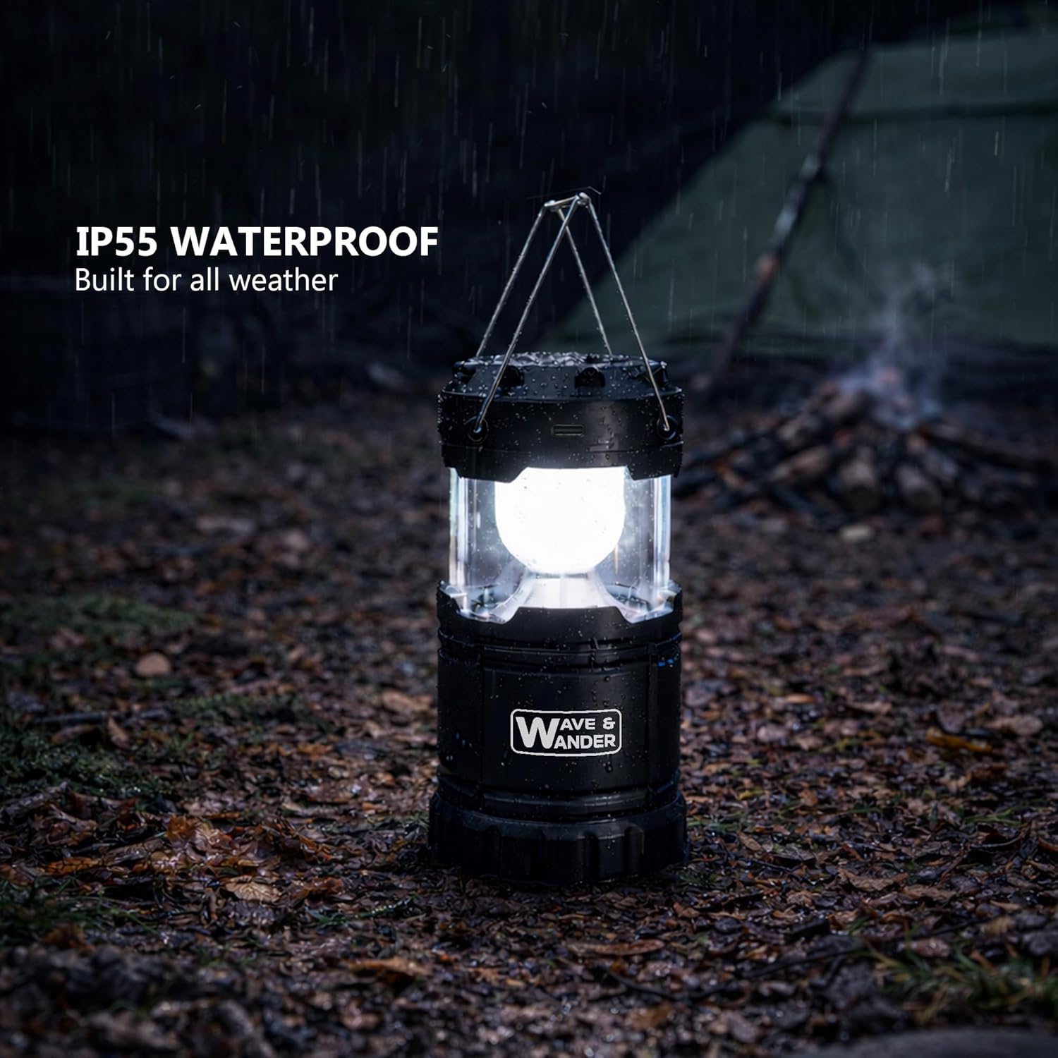 Solar & Rechargeable LED Camping Lantern - Waterproof IP55, Bright & Portable with Power Bank | Ideal for Camping, Hiking & Outdoor Use