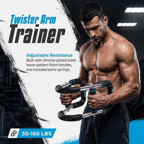 Twister Arm Trainer with 6 Adjustable Steel Springs (30 - 160Lbs) | Chest Workout Equipment, Arm Trainer for Men Women | Upper Body Chest and Arm Trainer for Home Gym, Biceps & Chest Expander