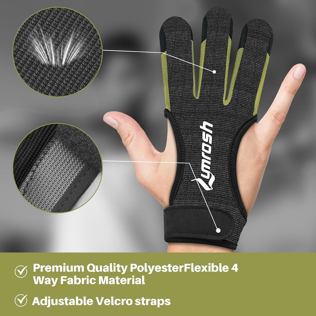 Skiennix Archery Gloves - 3 Finger Cowhide Shooting Gear for Men, Women & Kids | Black, Large