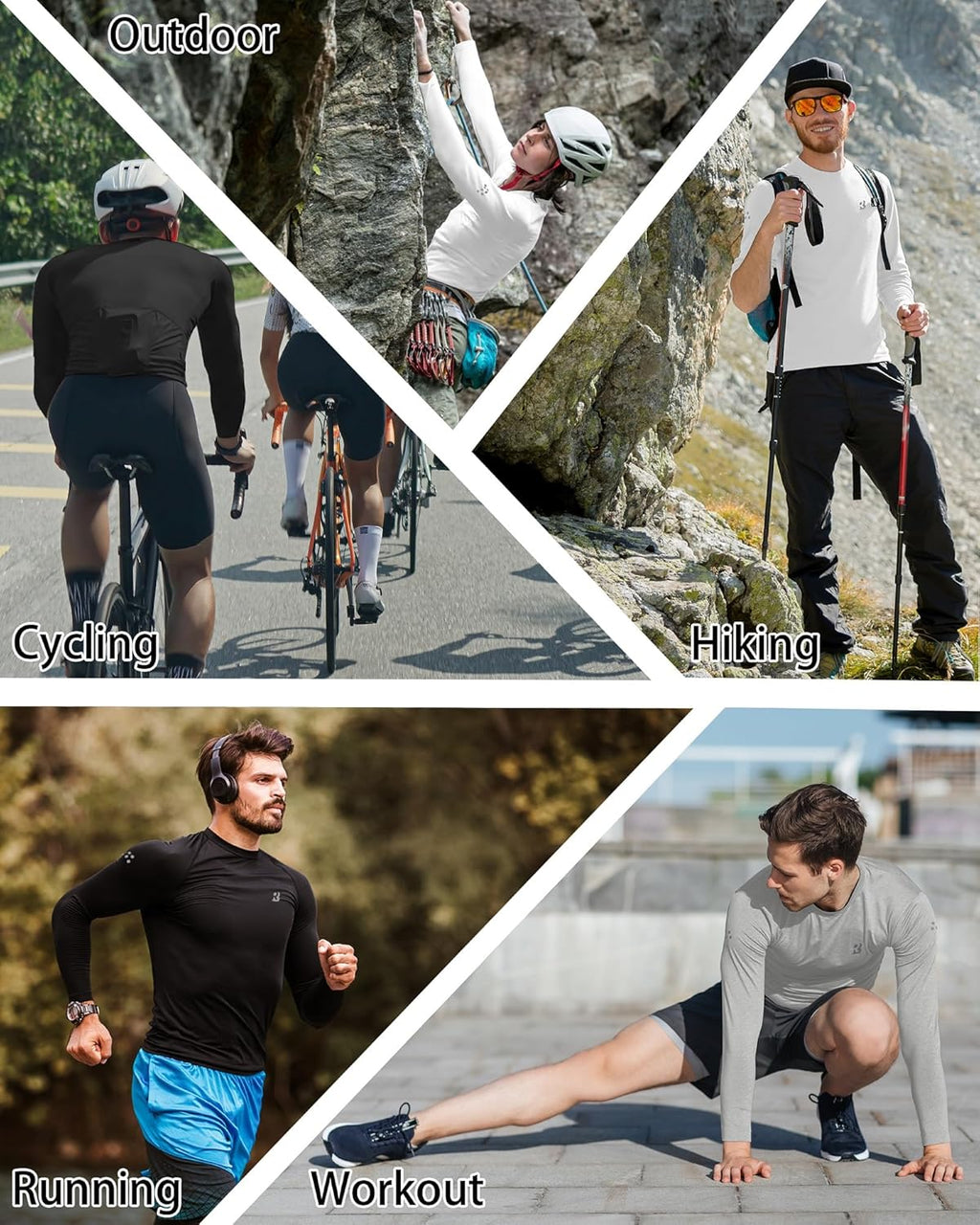 Roadbox Men's Swim Rash Guard - UPF 50+ Long Sleeve UV Protection Quick Dry Shirt for Fishing & Hiking
