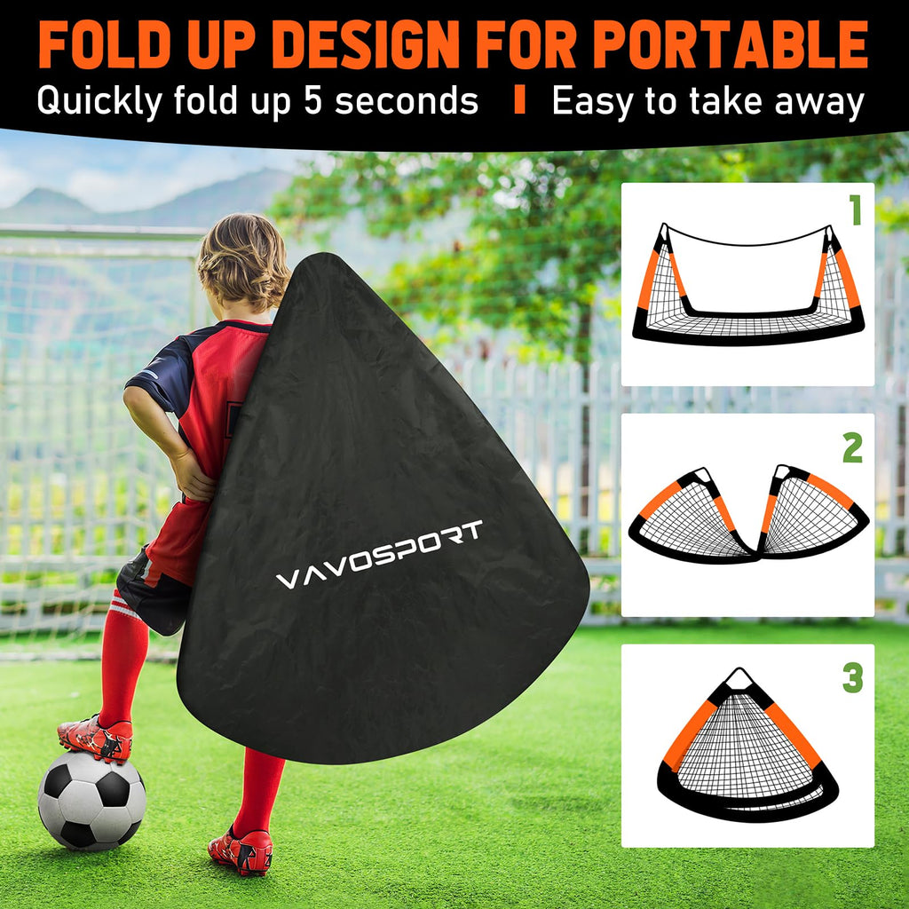 Kids Soccer Goals for Backyard Set, 2 of 4x3ft Soccer nets Portable Soccer Goal, Pop Up Mini Toddler Soccer net Training Equipment & Ball with Cones for Ages 3-14, Outdoor Games Play Gifts for Youth