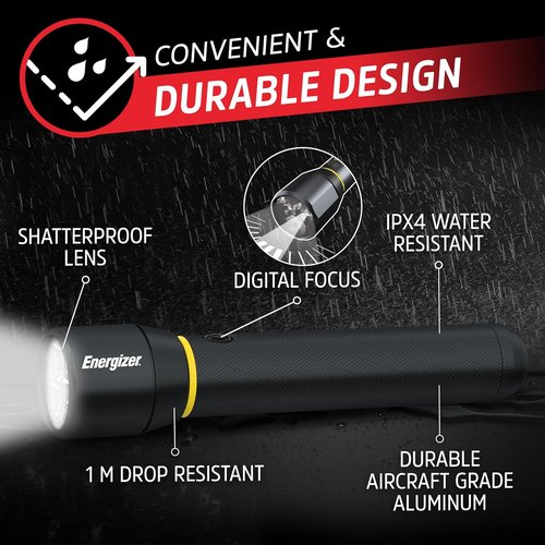 Energizer LED Flashlight - Ultra Bright 1000+ Lumens | IPX4 Water Resistant, Rugged Black Design