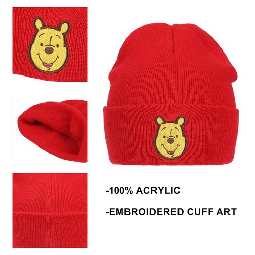 Bioworld Winnie The Pooh Embroidery Acrylic Knit Cuff Beanie