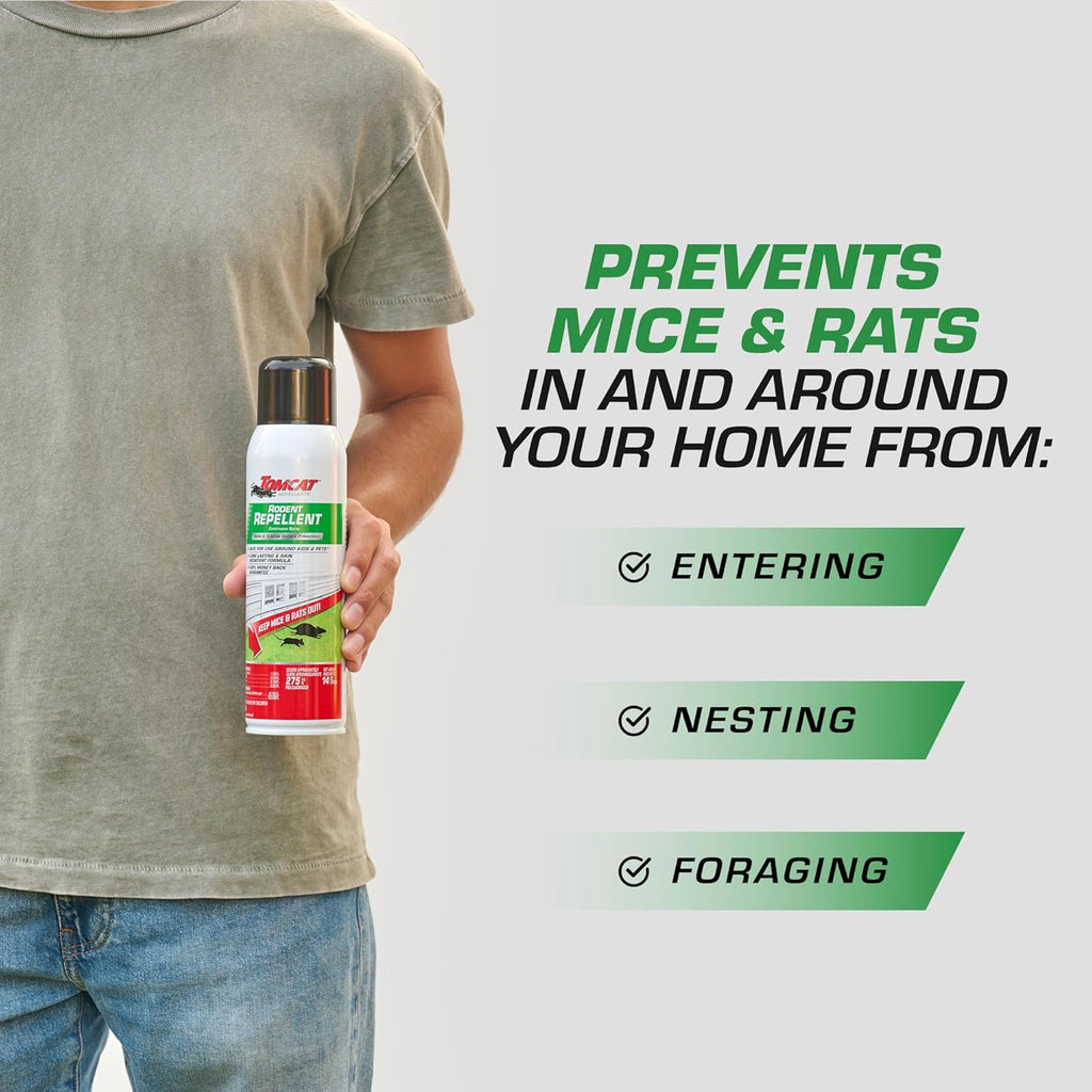 Tomcat Rodent Repellent Spray - No-Stink Indoor & Outdoor Mouse & Rat Deterrent | 14 oz Cinnamon, Peppermint & Garlic Formula