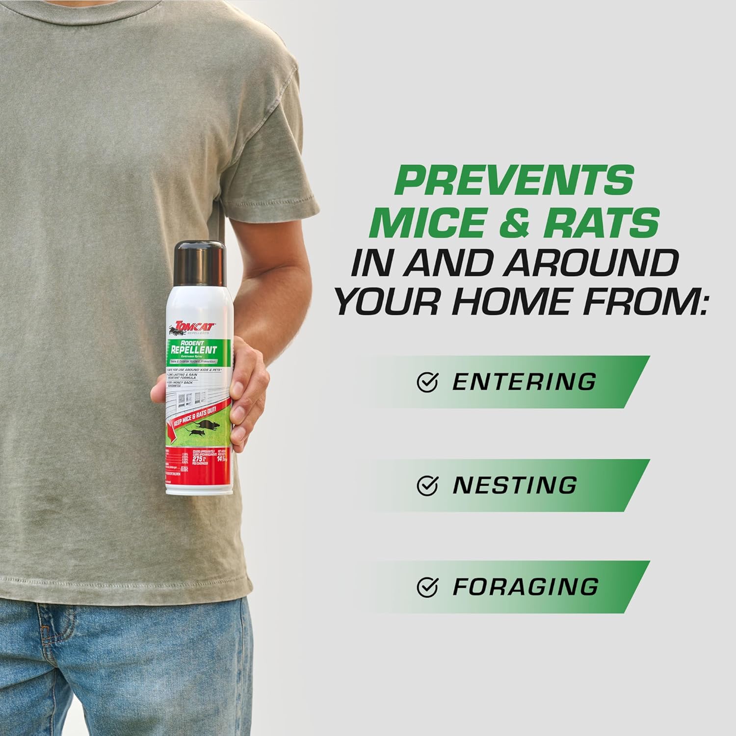 Tomcat Rodent Repellent Spray - No-Stink Indoor & Outdoor Mouse & Rat Deterrent | 14 oz Cinnamon, Peppermint & Garlic Formula