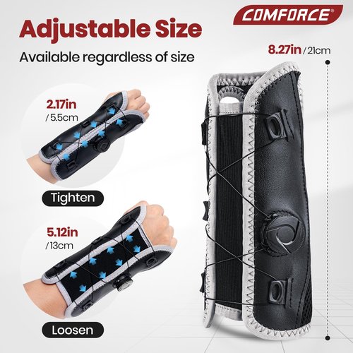 COMFORCE Adjustable Knob Wrist Brace - Stabilizes & Supports for Carpal Tunnel, Arthritis, Tendonitis, Sprains & Pain Night Support Fits Left/Right Hand (5.5-9.5")