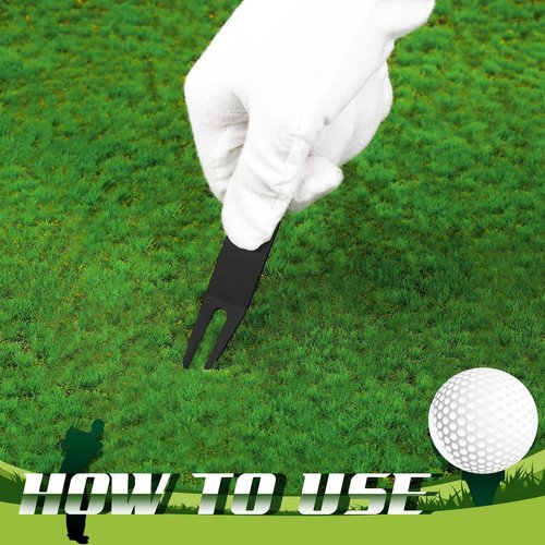 Sotiff 8 Pcs Metal Bending Golf Divot Repair Tool Portable Green Divot Fork Metal Golf Repair Tool Accessories Curved Spit for for Golfer Men Women Sports Lovers Fairway Repairing (Black)
