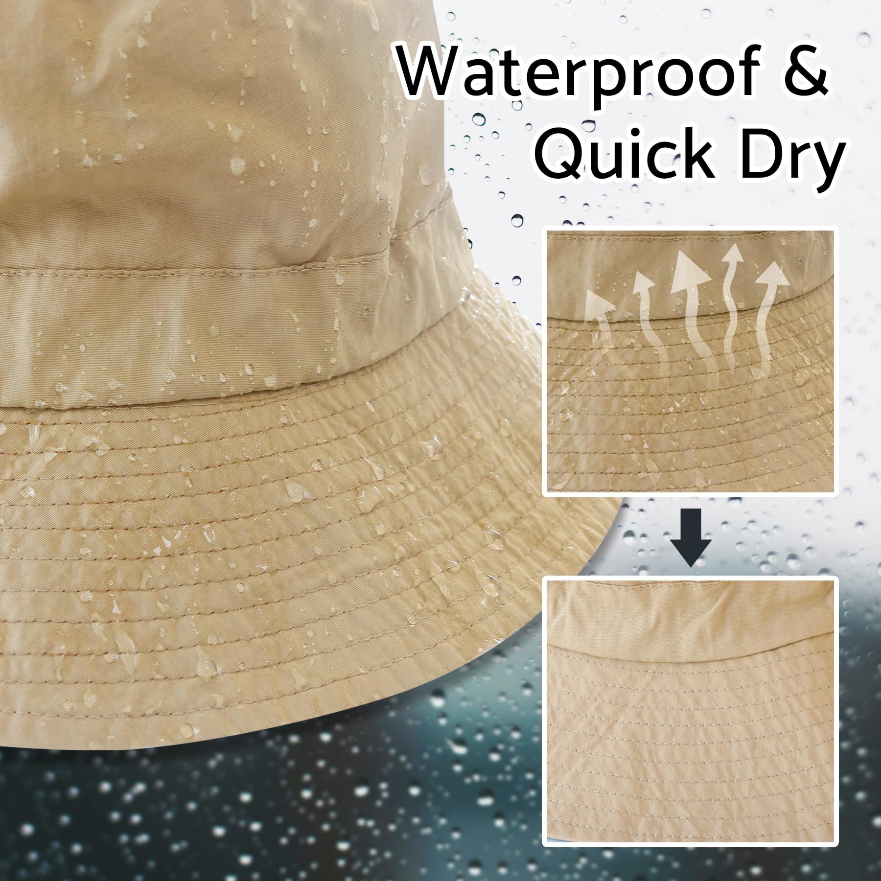 PFFY Packable Sun Bucket Hat for Women Outdoor UV Protection Sun Hats Waterproof Lightweight Hiking Outdoor Cap Orange