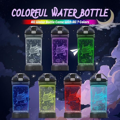 Ammonite Axolotl Water Bottle - 3D Glowing LED Light, 14 OZ Tritan BPA Free | Perfect Travel Cup for Kids